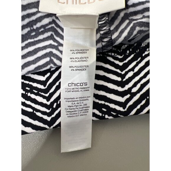 Chicos Downstream Arrows Skimmer Capri Pants Womens 2 Elastic Waist Black White - Picture 5 of 8